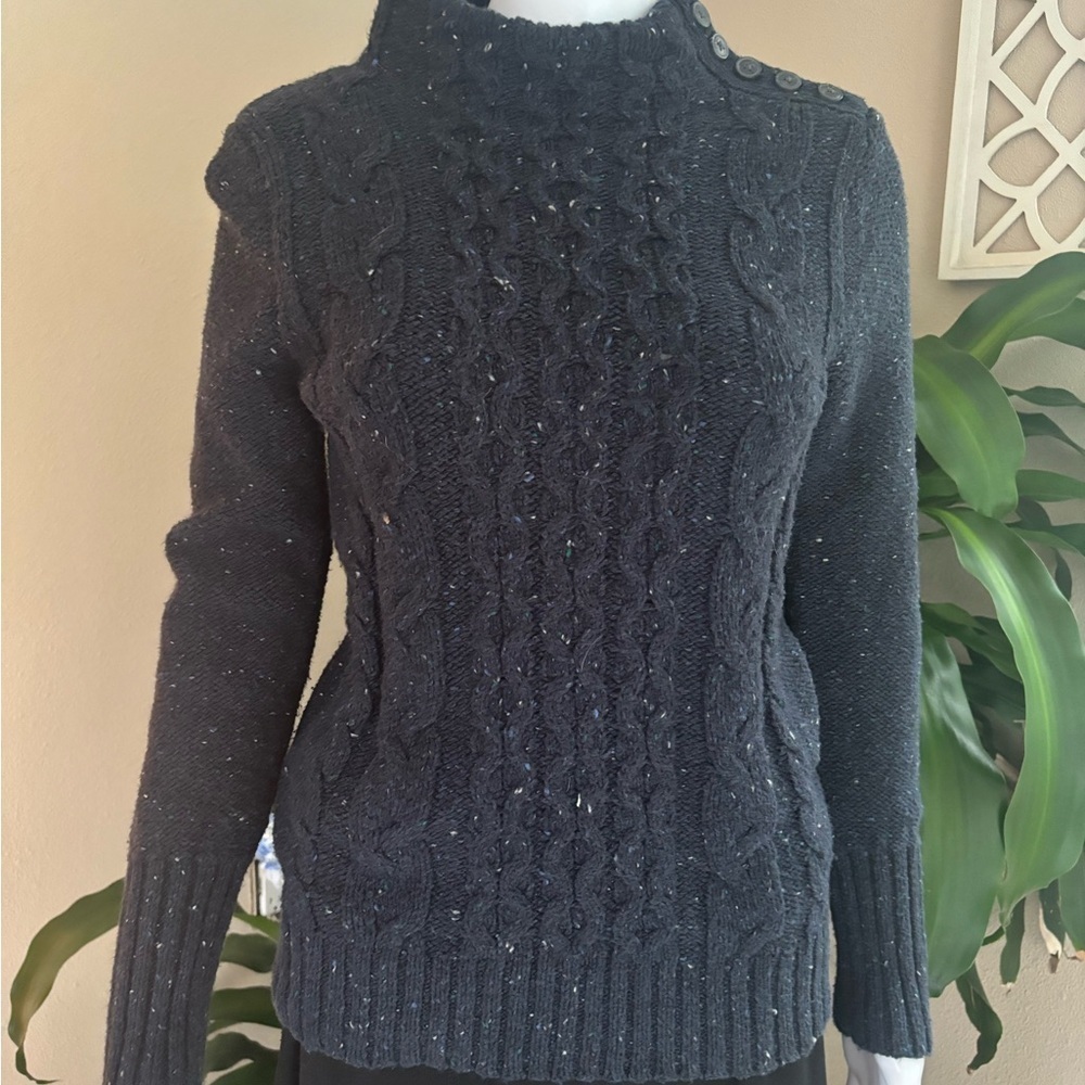 St. John's Bay Blue Cowl Neck Cable Knit Sweater